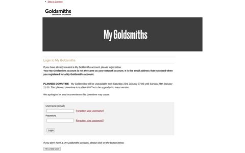 Login to My Goldsmiths - Goldsmiths, University of London