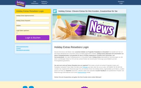 Reisebüro Login - Holiday Extras