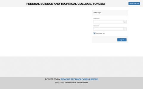 FEDERAL SCIENCE AND TECHNICAL COLLEGE, TUNGBO