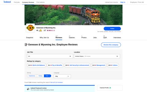 Genesee & Wyoming Inc. Employee Reviews - Indeed
