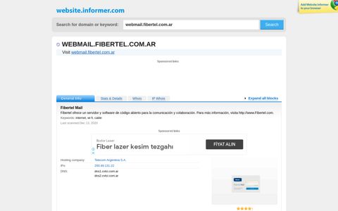 webmail.fibertel.com.ar at WI. Fibertel Mail - Website Informer
