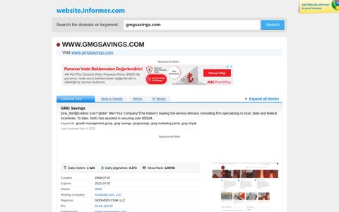 gmgsavings.com at WI. GMG Savings - Website Informer