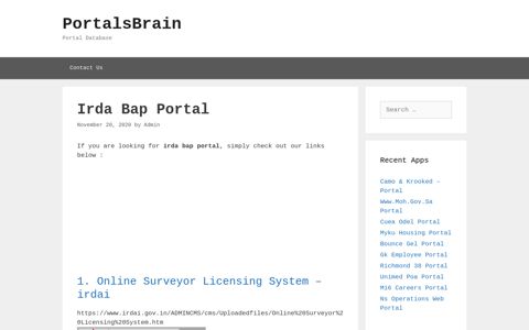 Irda Bap Portal - PortalsBrain - Portal Database