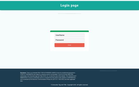 Login page - Executive tag and title
