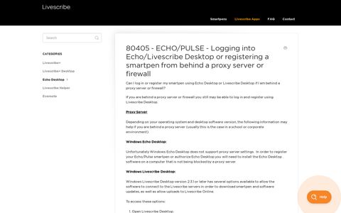 80405 - ECHO/PULSE - Logging into Echo/Livescribe ...