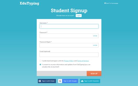 Student Signup - EduTyping.com