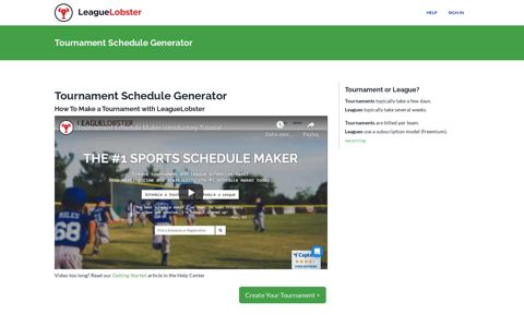 Tournament Schedule Generator - LeagueLobster