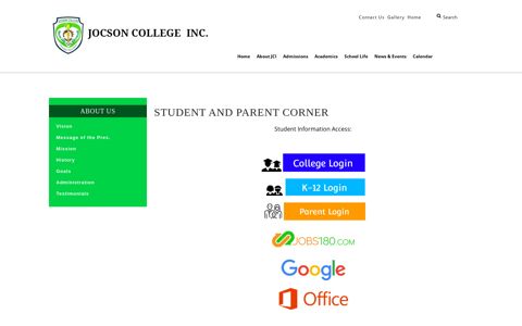 Student and Parent Corner - Jocson College Inc.