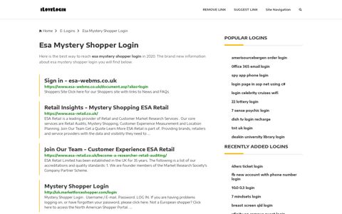 Esa Mystery Shopper Login ❤️ One Click Access - iLoveLogin