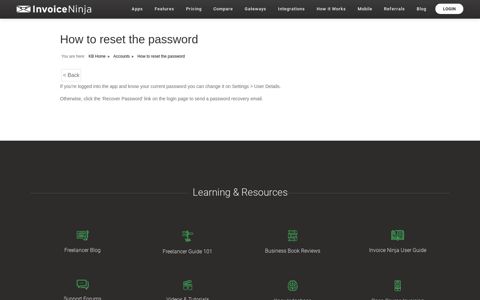 How to reset the password | Invoice Ninja