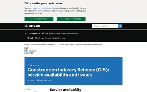 Construction Industry Scheme (CIS): service ... - Gov.uk