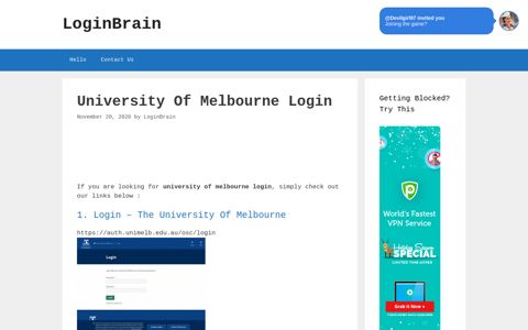 University Of Melbourne Login - The University Of Melbourne