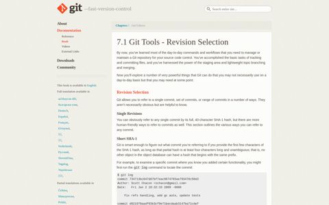 Revision Selection - Git