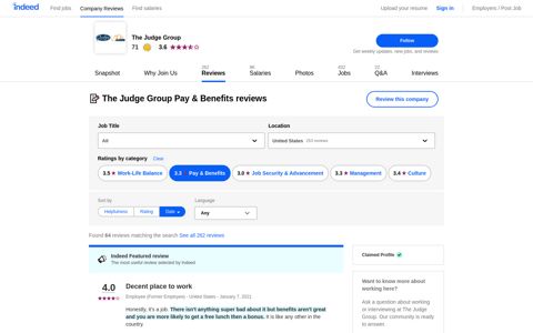Working at The Judge Group: 59 Reviews about Pay ... - Indeed