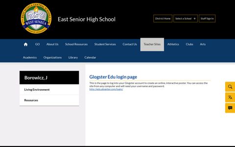 Glogster Edu login page - West Seneca School District