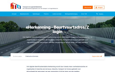 eHerkenning – Beurtvaartadres/Z login - Transport en ...