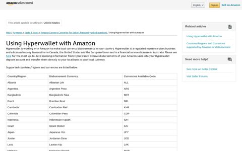 Using Hyperwallet with Amazon - Amazon Seller Central