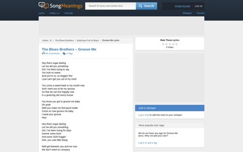 The Blues Brothers - Groove Me Lyrics | SongMeanings