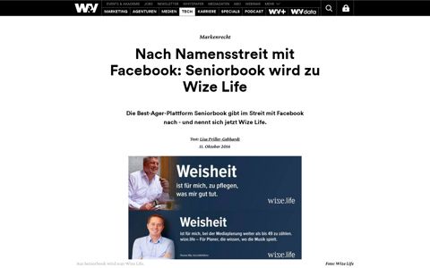 Nach Namensstreit mit Facebook: Seniorbook wird zu Wize Life