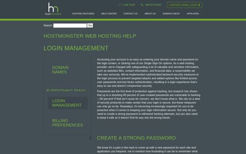 Login Management - HostMonster