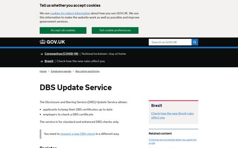 DBS Update Service - GOV.UK