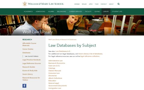 Law Databases by Subject | William & Mary Law School
