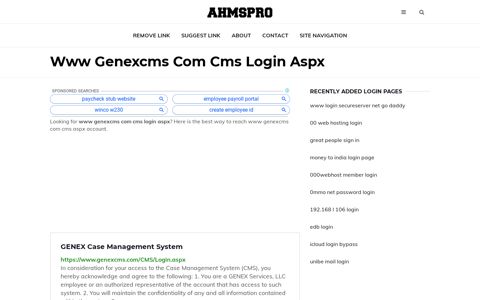 www genexcms com cms aspx ✔️ GENEX Case Management ...