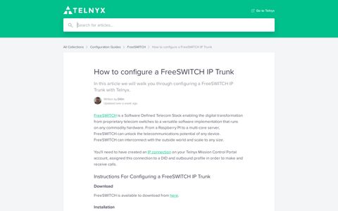 How to configure a FreeSWITCH IP Trunk | Telnyx Support