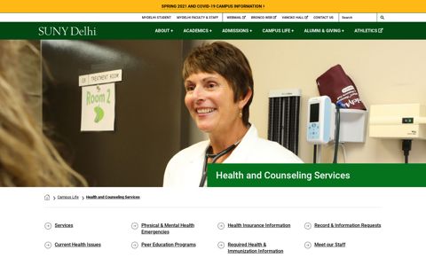 Health and Counseling Services - SUNY Delhi