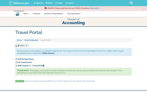 Travel Portal - Division of Accounting - State of Delaware