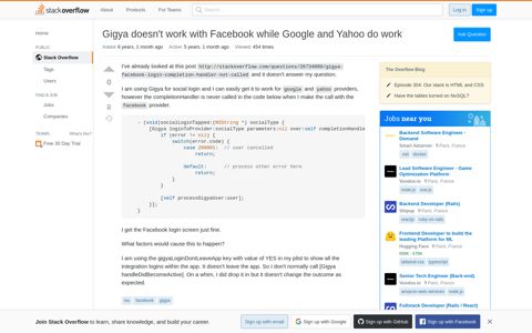 Gigya doesn't work with Facebook while Google and Yahoo ...