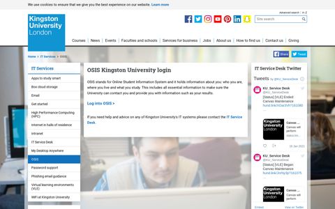 OSIS Kingston University login - Information and Technology ...