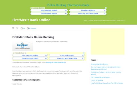 FirstMerit Bank Online | Online Banking Information Guide