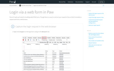 Login via a web form in Paw - Documentation | Paw