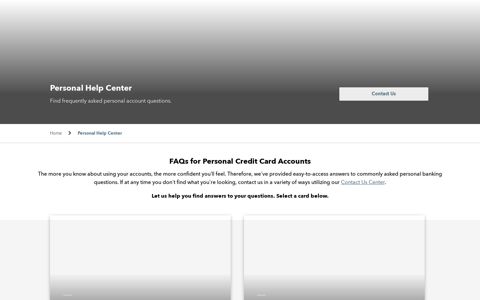 Personal Help Center | First Bankcard