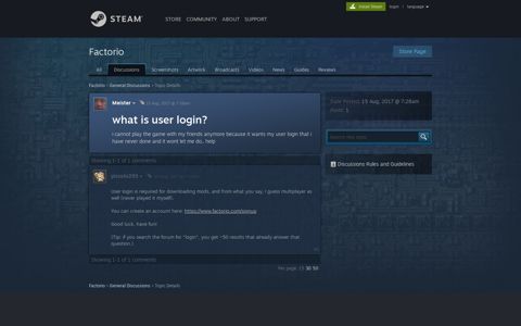 what is user login? :: Factorio General Discussions
