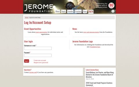 Log In/Account Setup | The Jerome Foundation - See the ...