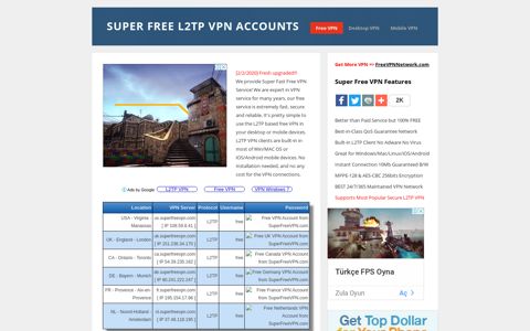 FREE VPN Service — Super Free L2TP VPN Accounts