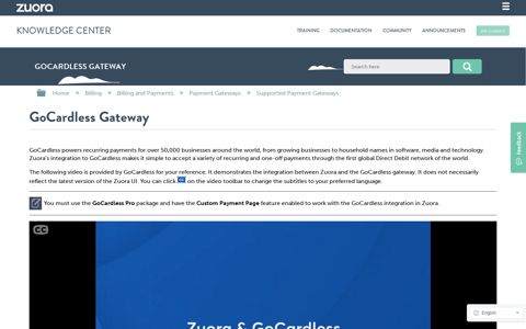 GoCardless Gateway - Zuora