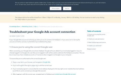 Troubleshoot your Google Ads account connection