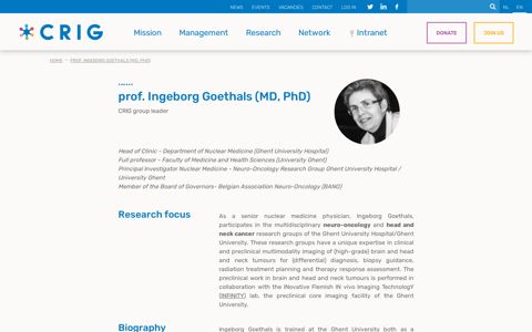 prof. Ingeborg Goethals (MD, PhD) | CRIG