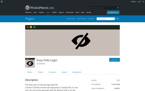 Easy Hide Login – WordPress plugin | WordPress.org