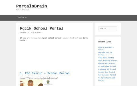 Fgcik School - Fgc Ikirun - School Portal