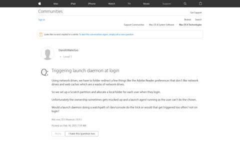 Triggering launch daemon at login - Apple Community