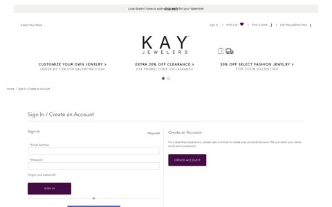 Sign In / Create an Account - Kay Jewelers