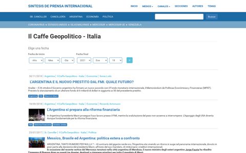 Il Caffe Geopolitico - Italia | Sintesis de Prensa Internacional