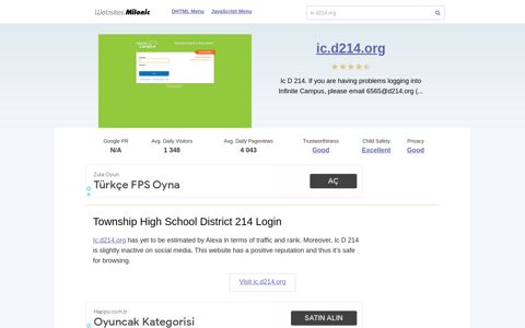 Ic.d214.org website. Township High School District 214 Login.