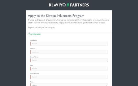 Apply to the Klaviyo Partner Program | Klaviyo Portal | Klaviyo