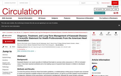 Diagnosis, Treatment, and Long-Term Management of Kawasaki