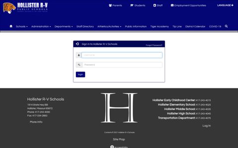 Hollister R-V Schools - Site Administration Login